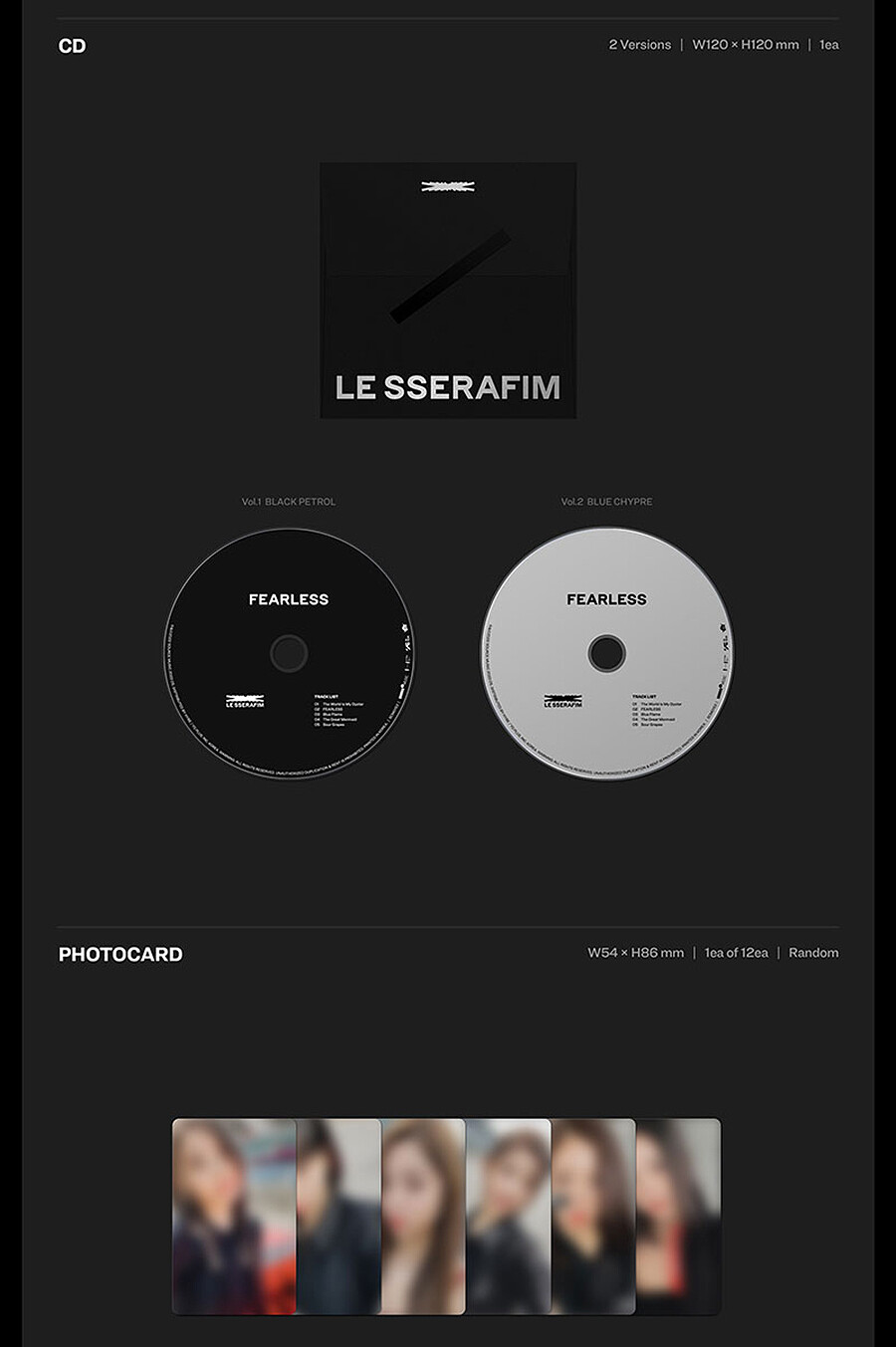 LE SSERAFIM [FEARLESS] Album 2 Ver SET 2CD+2 Photo Book+4 Card+etc