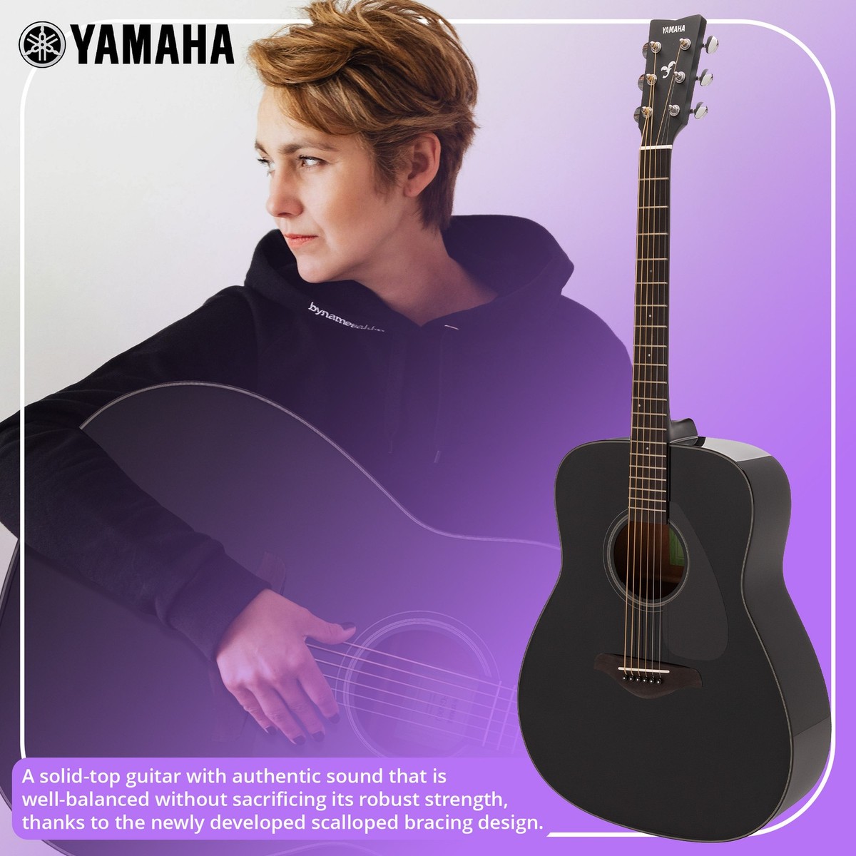 Yamaha FG800J Solid Spruce Top 6-String Acoustic Guitar (Black) | eBay