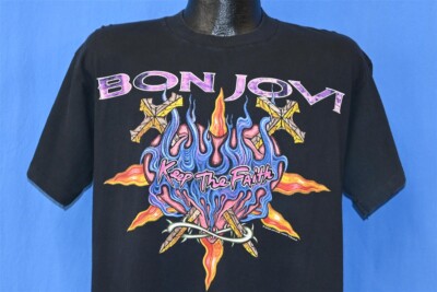 vintage 90s BON JOVI KEEP THE FAITH WORLD TOUR 1993 2 SIDED t