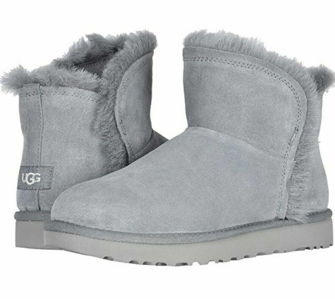 UGG WOMEN'S CLASSIC MINI FLUFF HIGH LOW BOOTS in GEYSER 1103745