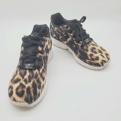 Womans Adidas Black Tan Torsion ZX Flux Cheetah Size 4 Sneakers