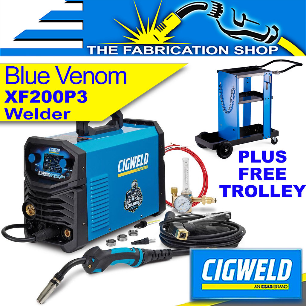 Cigweld Blue Venom XF200P3 Multi Mig Tig Stick Welder + Trolley