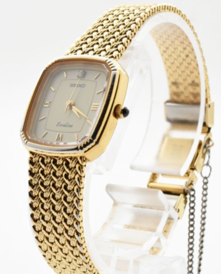 Vintage 1983 [Exc+5] Seiko Exceline 7321-6600 Gold Ivory Square QZ