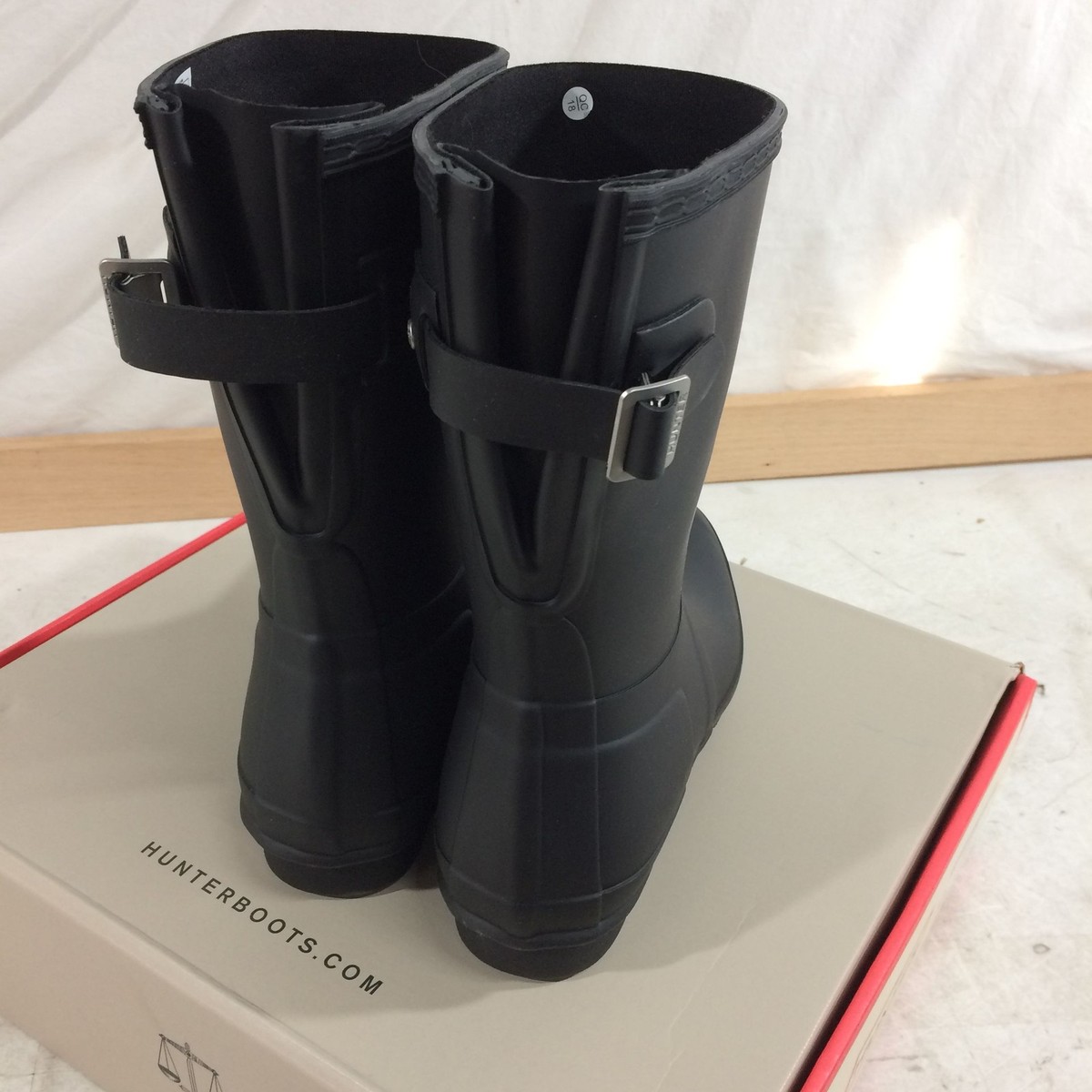 Hunter Original Back Adjustable Short Women's Casual Boots, Black