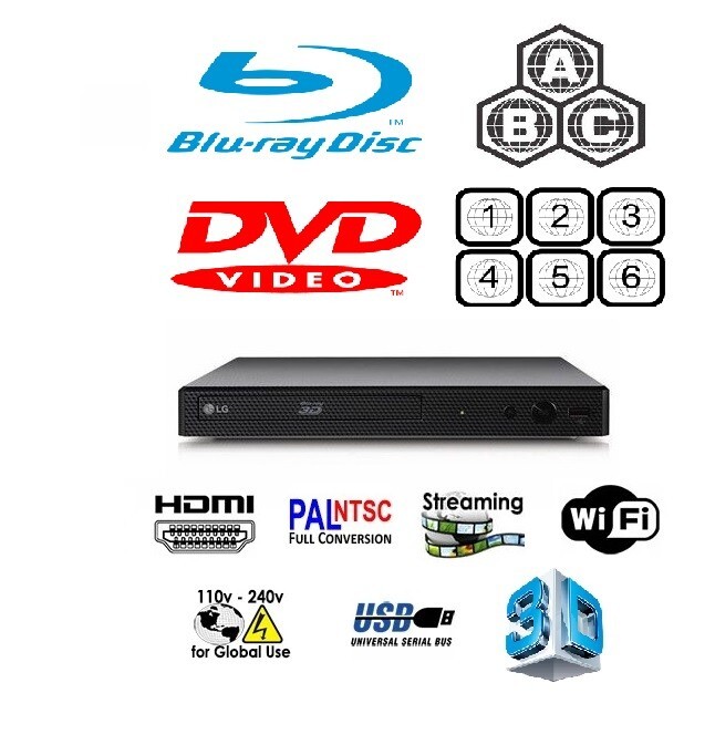 LG BP550 Region Free Blu-Ray Player | 3D Support | 110-240 volts