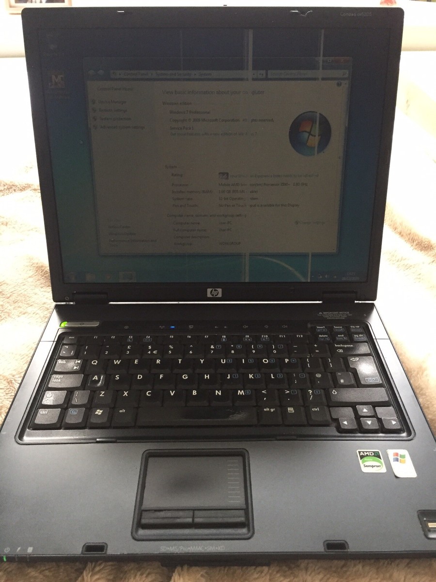 HP Compaq nx6325 Laptop, AMD, 1GB Ram, 80GBHdd, Windows 7