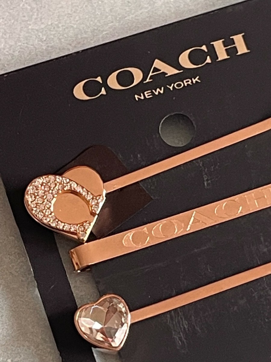 coach 91453 signature heart hair clip 3 piece set | eBay
