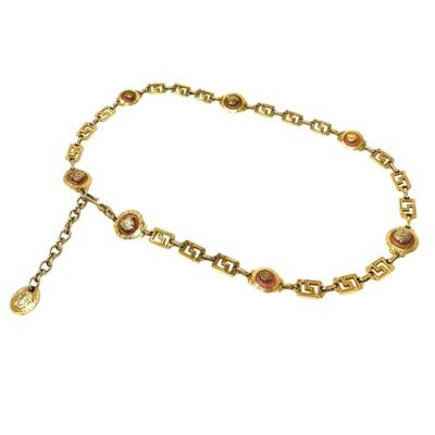 GIANNI VERSACE Vintage Medusa Logo Chain Belt Accessory Gold Metal