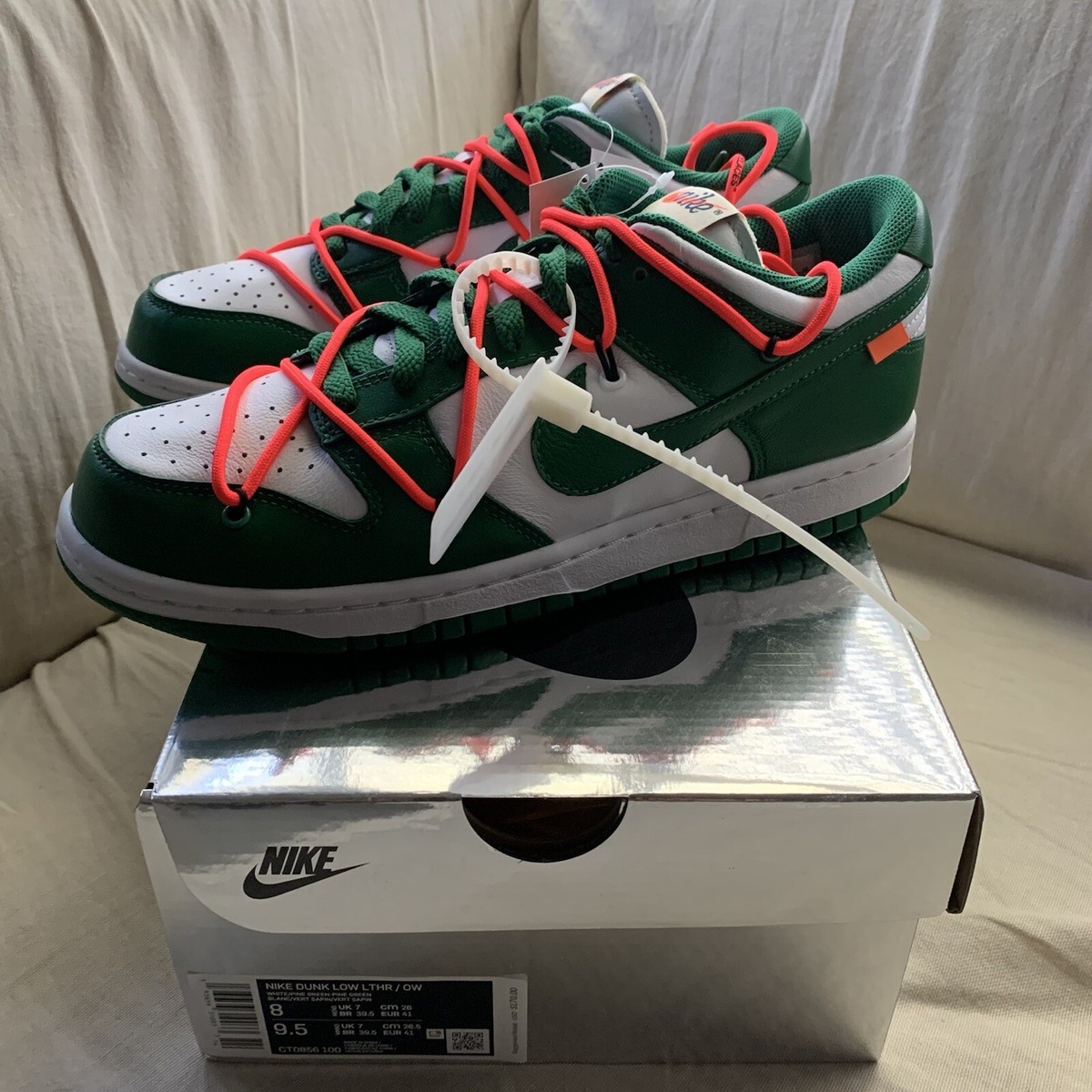 Off-White Off White x Nike Dunk Low Green White - New Size 8 Ships