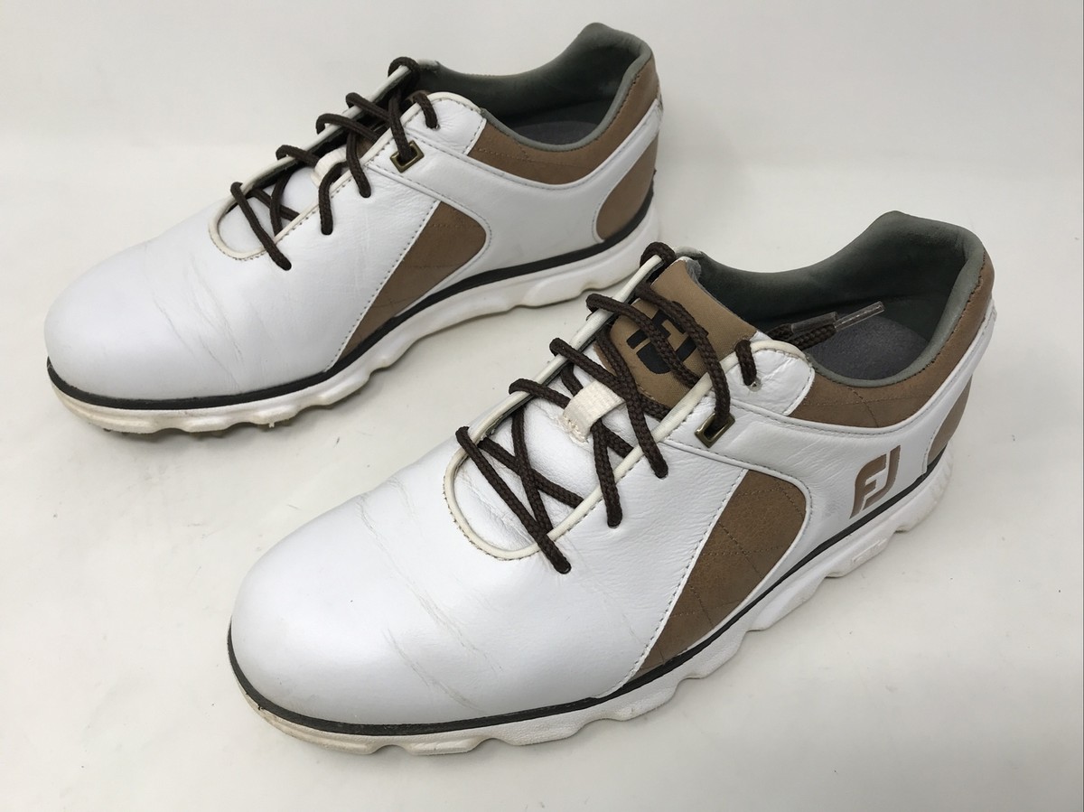 Foot Joy FJ Pro SL Classic Mens Size 7 W Wide 53219 White Tan Golf