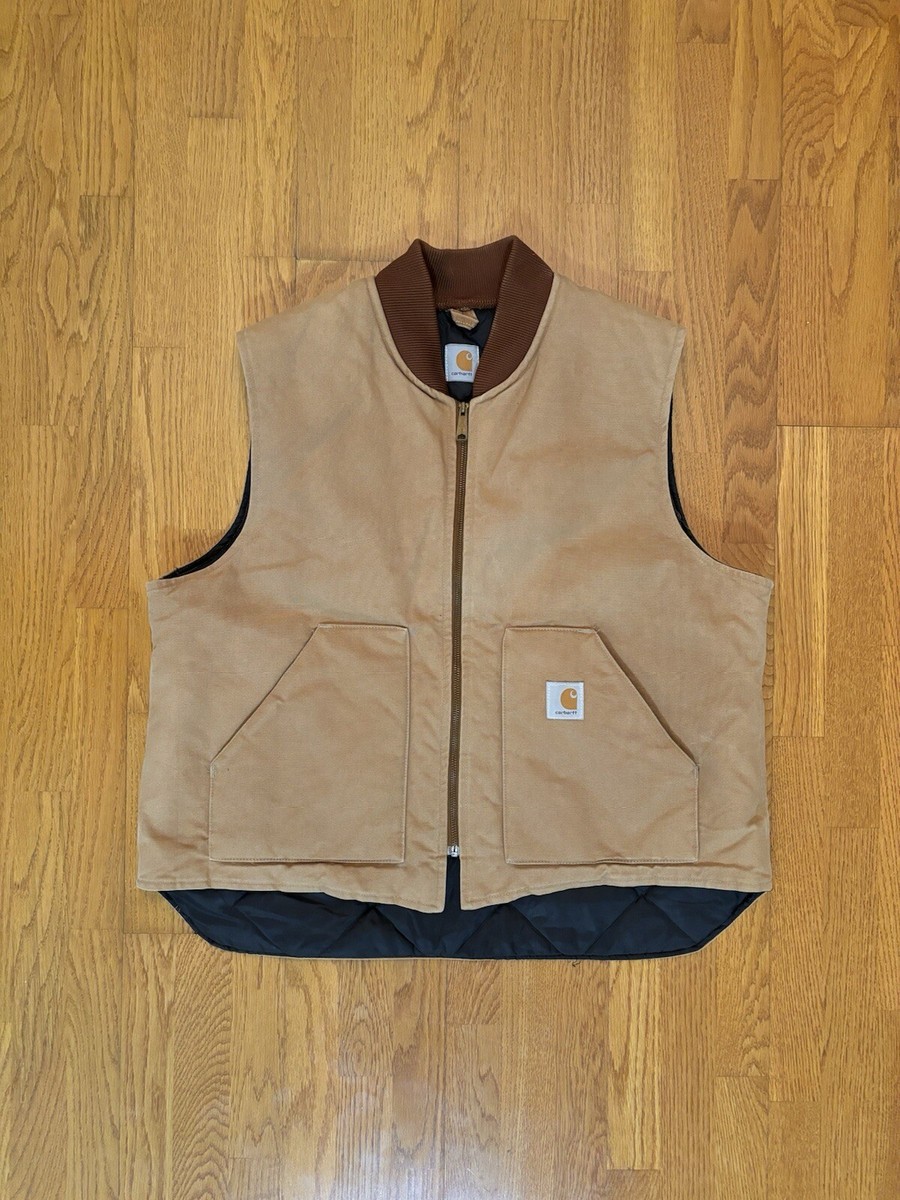 00s Carhartt Tan Quilt Lined Duck Vest Jacket Size XL | eBay