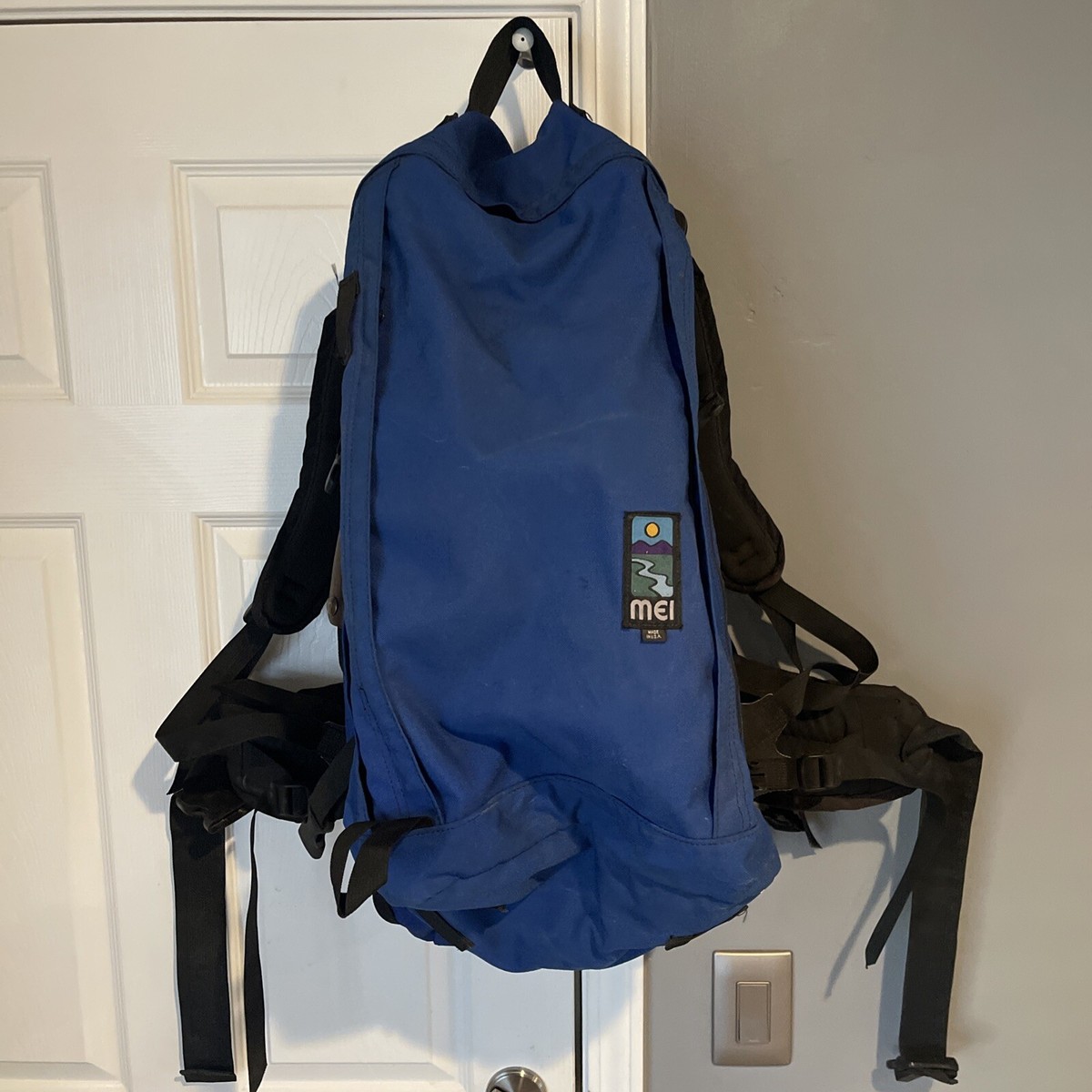 VTG MEI Duffle Bag Hiking Backpack Made in USA - Blue Black - RARE