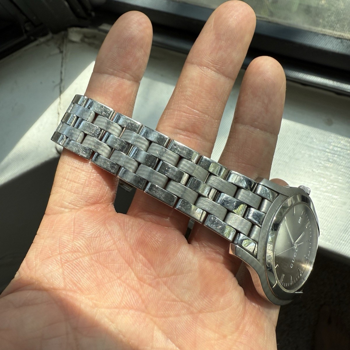 Vintage Gucci Men's Stainless Steel Brown Dial Date Swiss Made