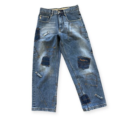VINTAGE Pepe Jeans UK 73 Blue London UK Denim Y2K Hip Hop Baggy