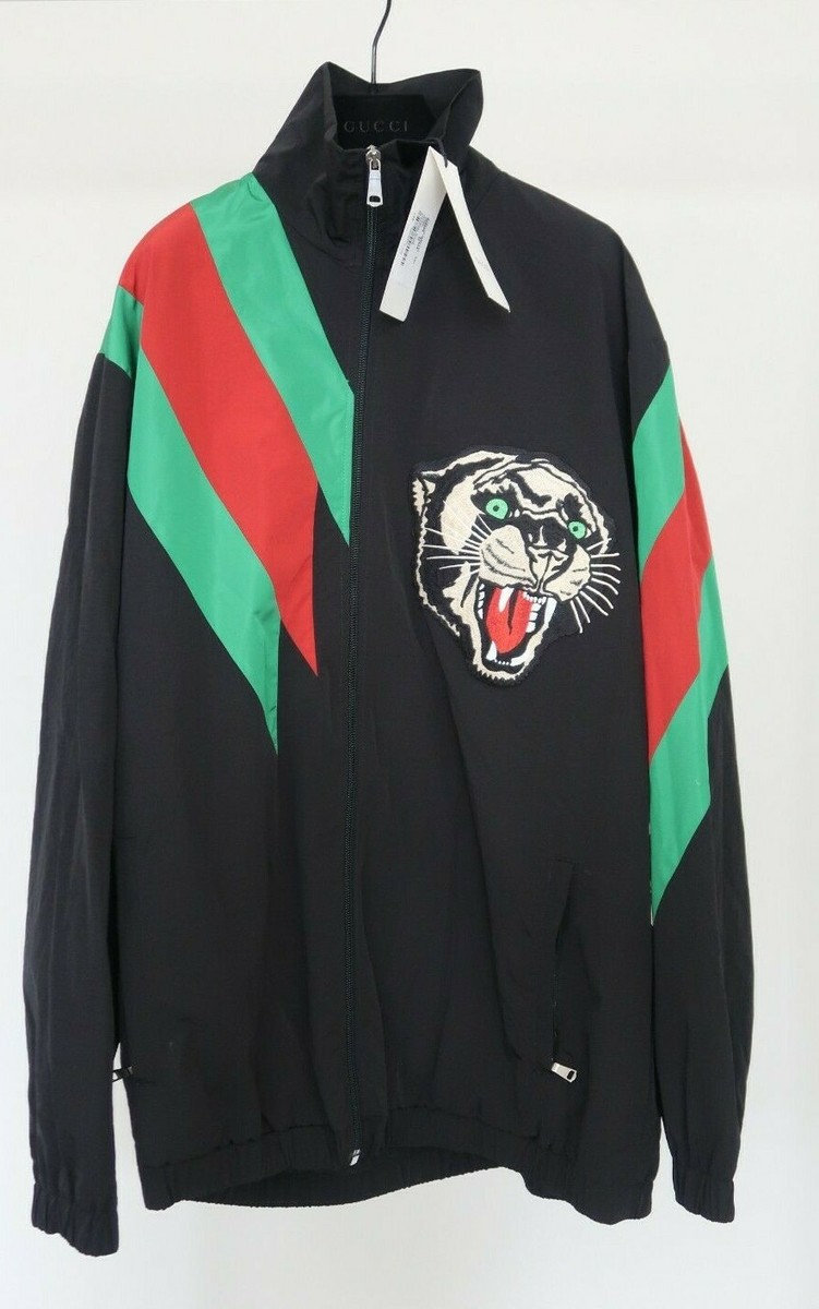 GUCCI sz US S Mens Oversize Nylon Panther Track Jacket w/ Web