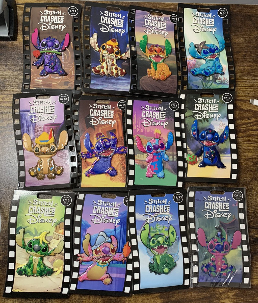 Disney Store 2021 Stitch Crashes Disney Jumbo Pin Set 1-12 | eBay