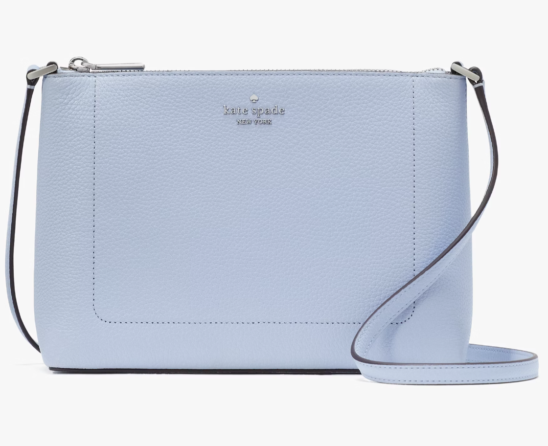 Kate Spade Leila Crossbody Bag Pale Blue Pebbled Leather Purse
