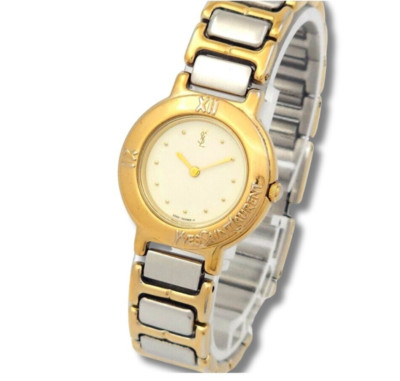 YVES SAINT LAURENT 2200-229789 YSL Gold White Combi Watch From