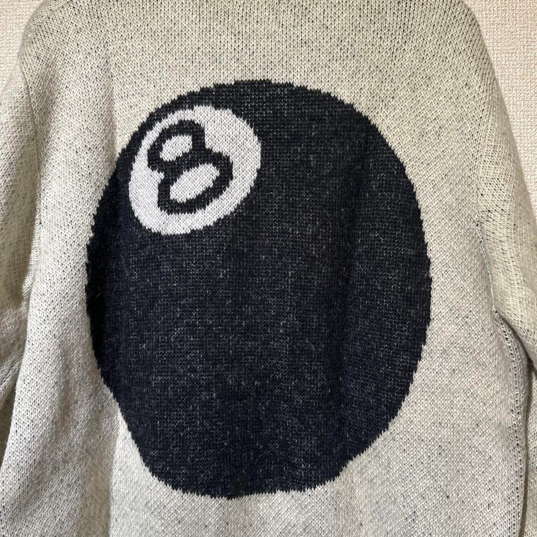 STUSSY 8 Ball Heavy Brushed Mohair Sweater White L Men Streetwear
