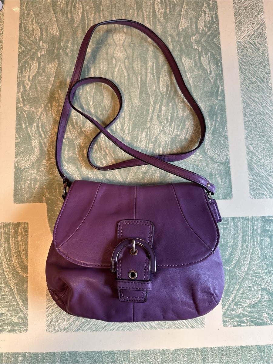 New Coach Soho Buckle Flap Crossbody Bag Lavender Soft Leather