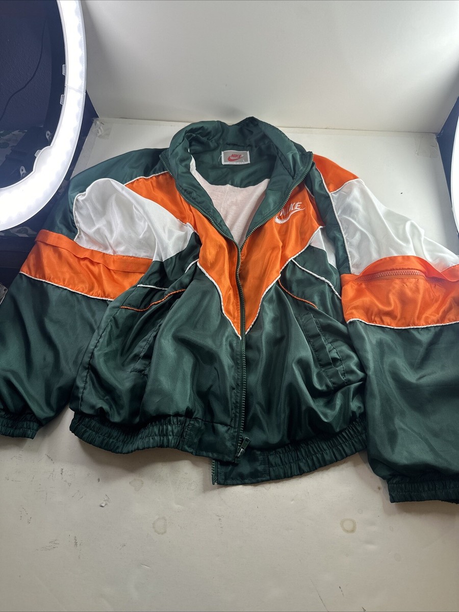 Vtg Nike Jacket With Rare Zipper Sleeve. Orange Green And White