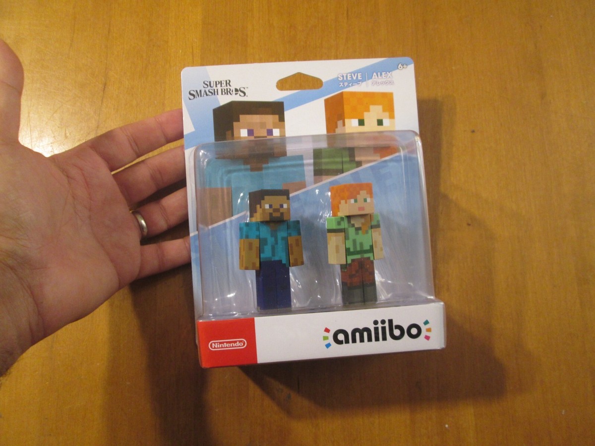 STEVE & ALEX AMIIBO MINECRAFT SUPER SMASH BROS 2 PACK Nintendo WII