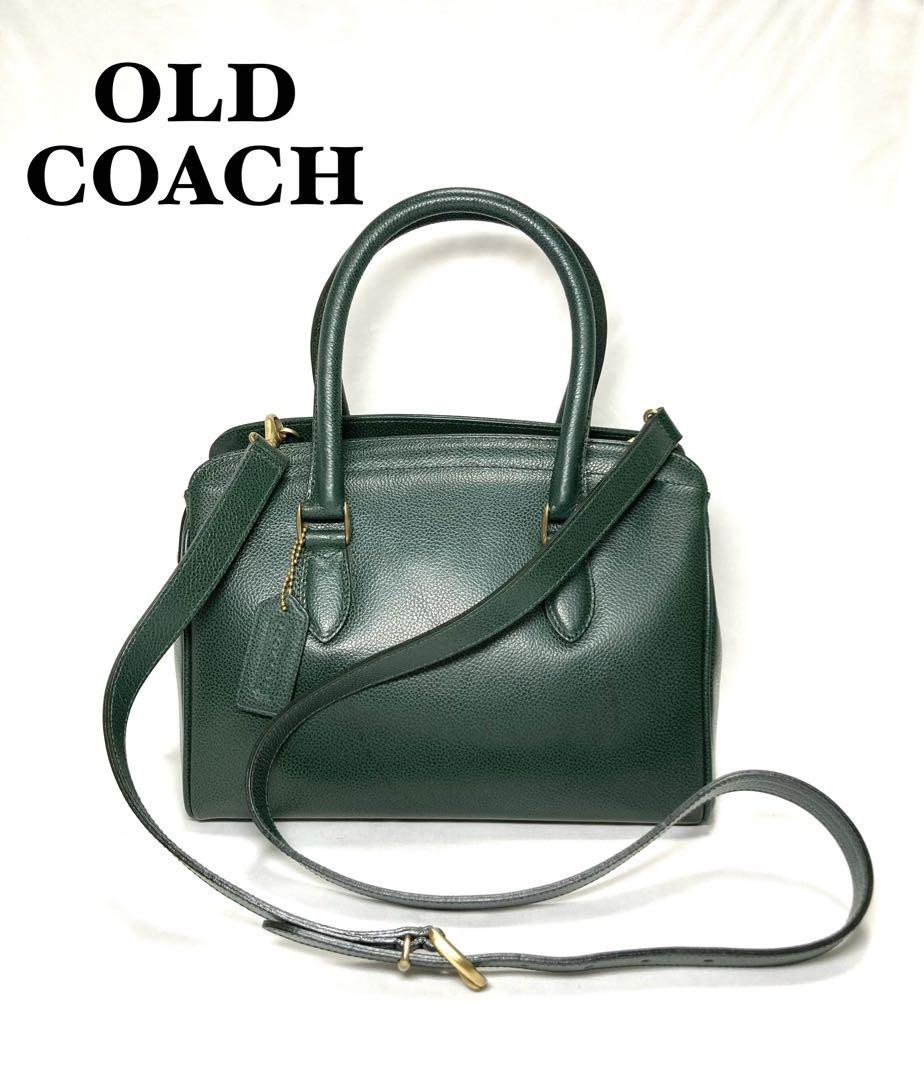 Old Coach Leather Shoulder Bag Handbag Auth Green Women JAPAN