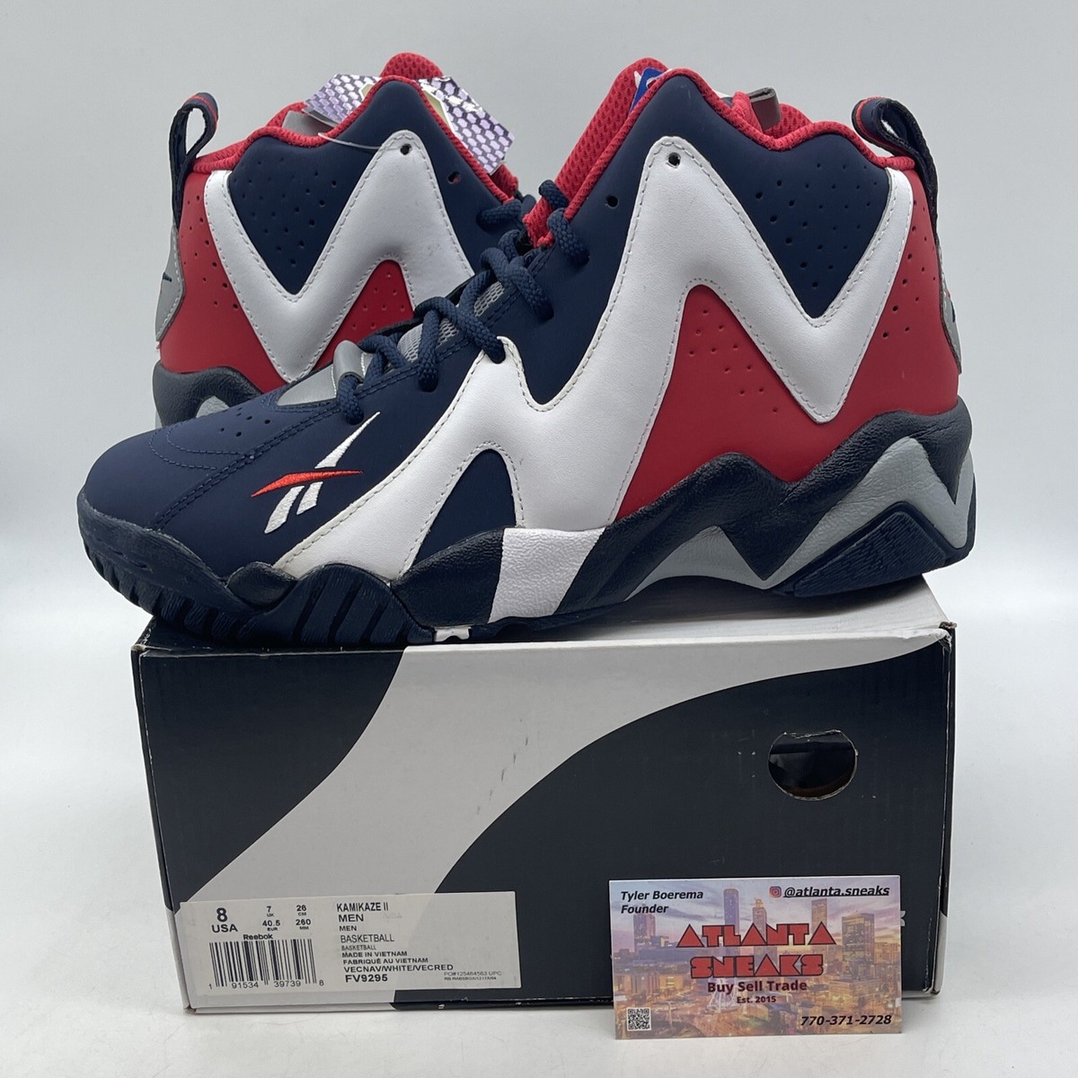 Size 8 - Reebok Kamikaze 2 USA White Blue Red Suede (FV9295) | eBay