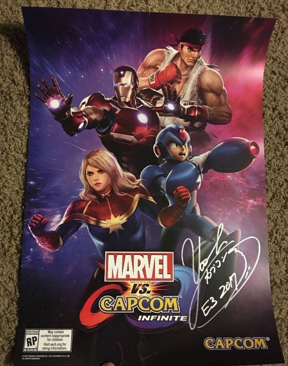 E3***STREET FIGHTER Marvel Vs Capcom Infinite Poster SIGNED By