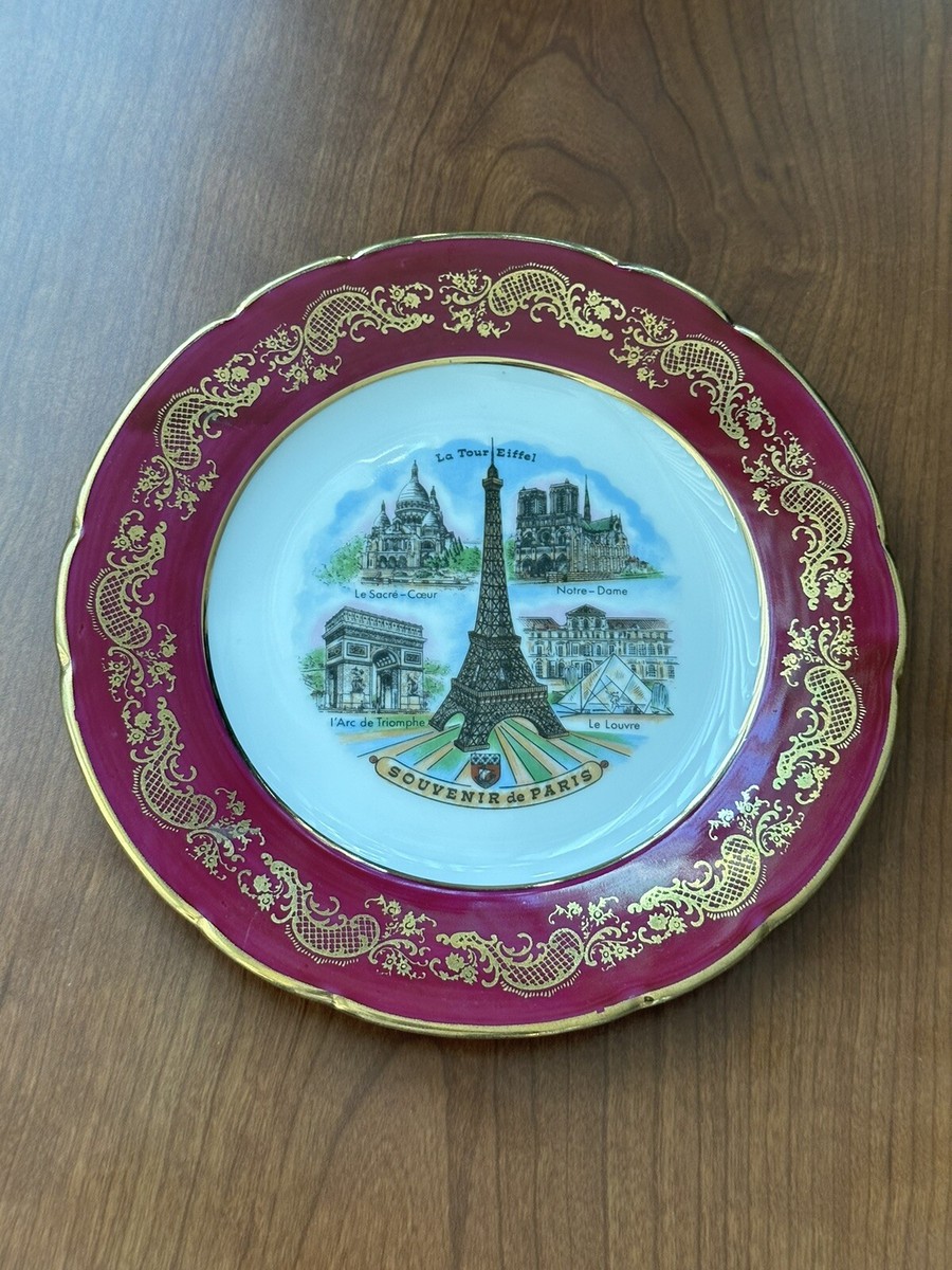 Vintage Limoges Porcelain Collector Plate Eiffel Tower Souvenir de