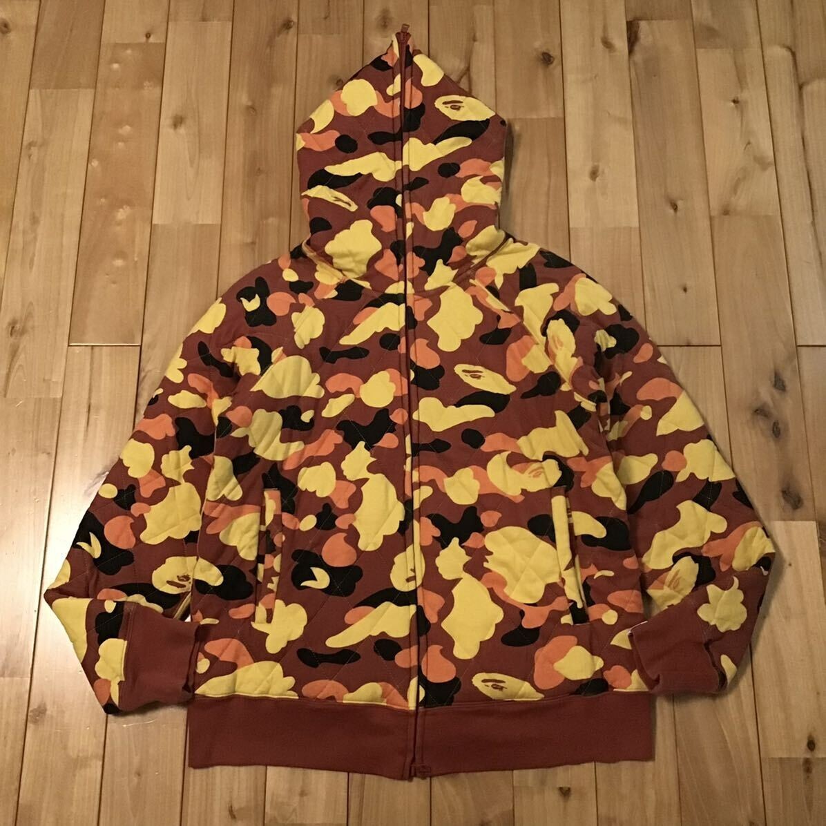 BAPE Quilted full zip hoodie orange camo A Bathing Ape Size M | eBay