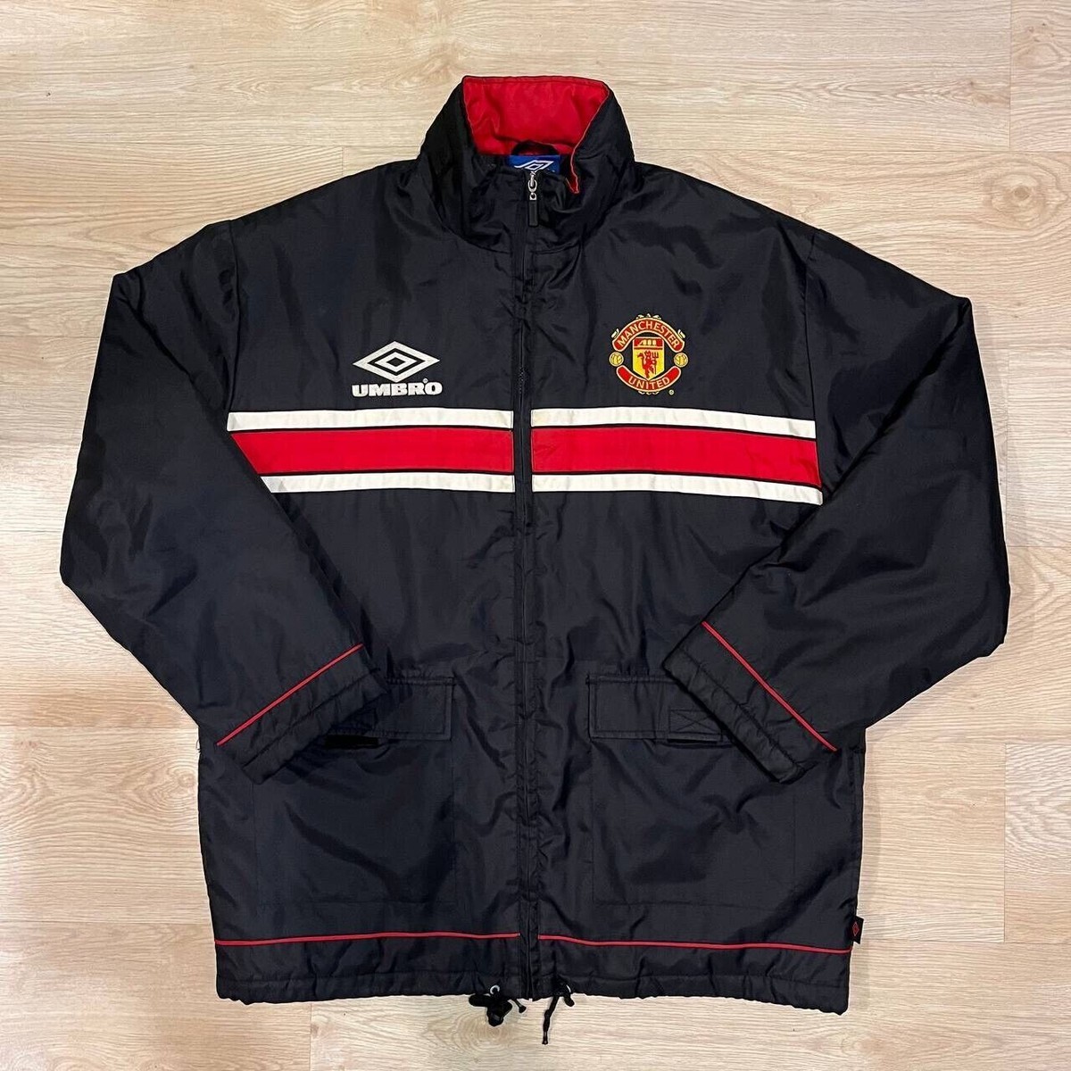 MANCHESTER UNITED UMBRO 1998/1999 FOOTBALL JACKET/COAT VINTAGE