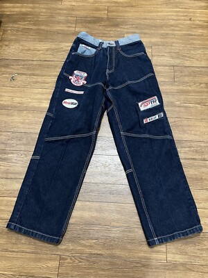 SouthPole Jeans Mens 29 Blue Baggy Y2K Hip Hop Patched Tapered