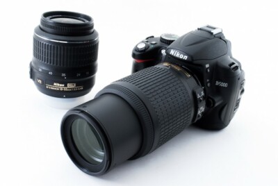 Nikon D5000 12.3MP 18-55/55-200mm Lens Set [Exc+++] w/8GB SD Card