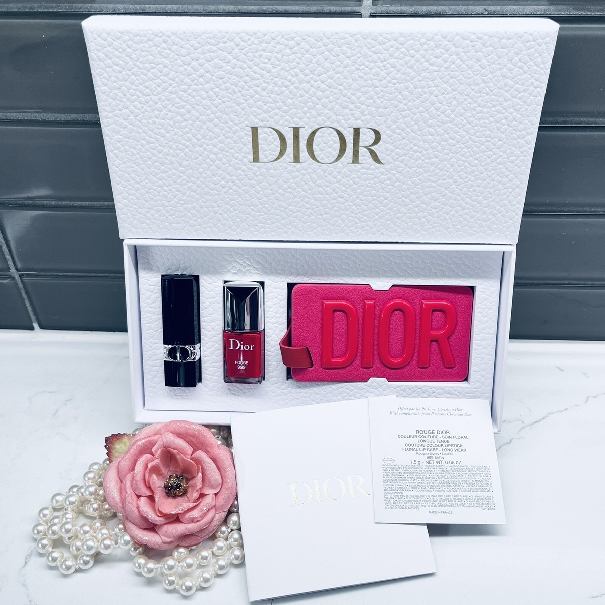 Dior Makeup Travel Set Luggage Tag, Mini 999 : Rouge Nail Polish