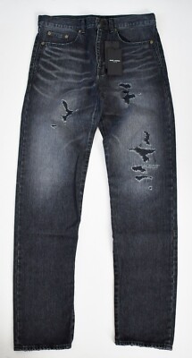 🆕️ SAINT LAURENT Paris D16 M/BG-LW Black BAGGY DISTRESSED Low