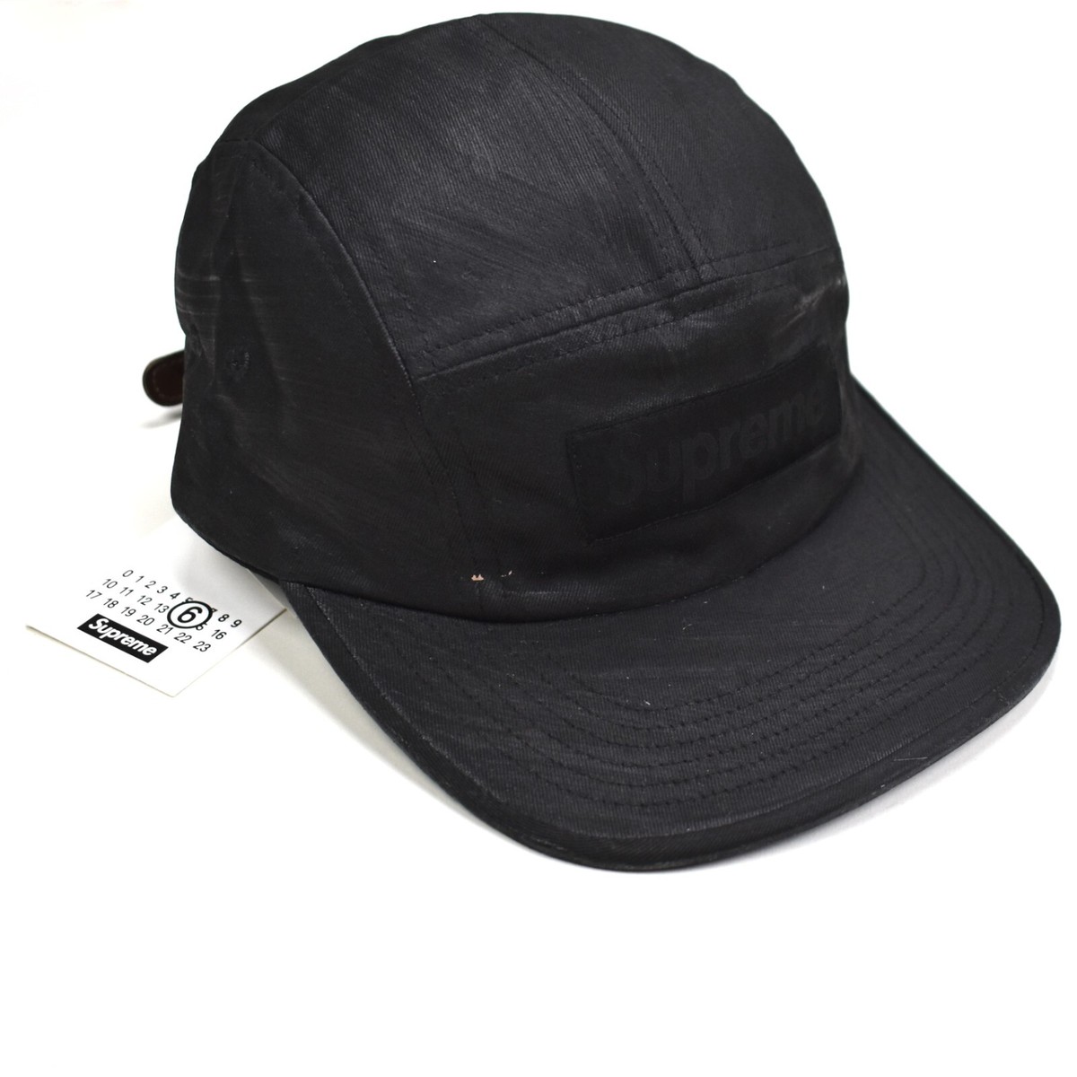 NWT Supreme Maison Margiela MM6 Black Paint Box Logo Hat Camp Cap