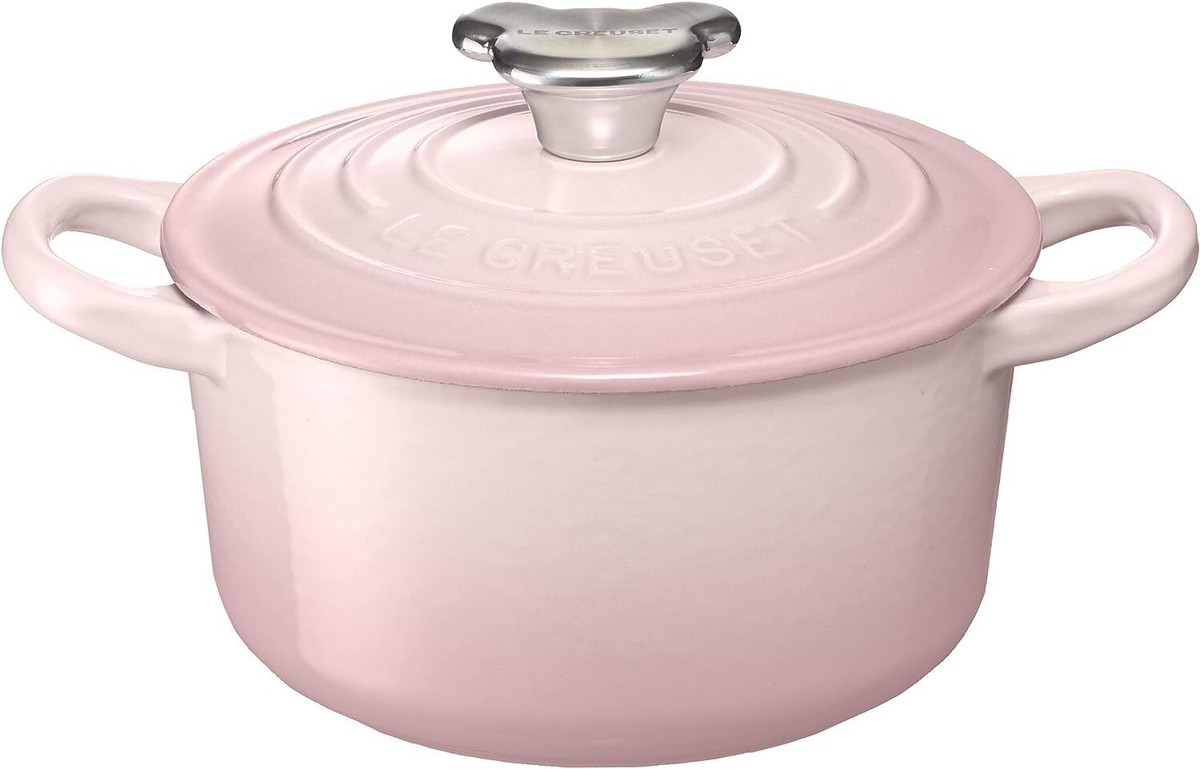 Le Creuset Baby Cocotte Rond Pot Bear Knob 14cm Shell Pink from