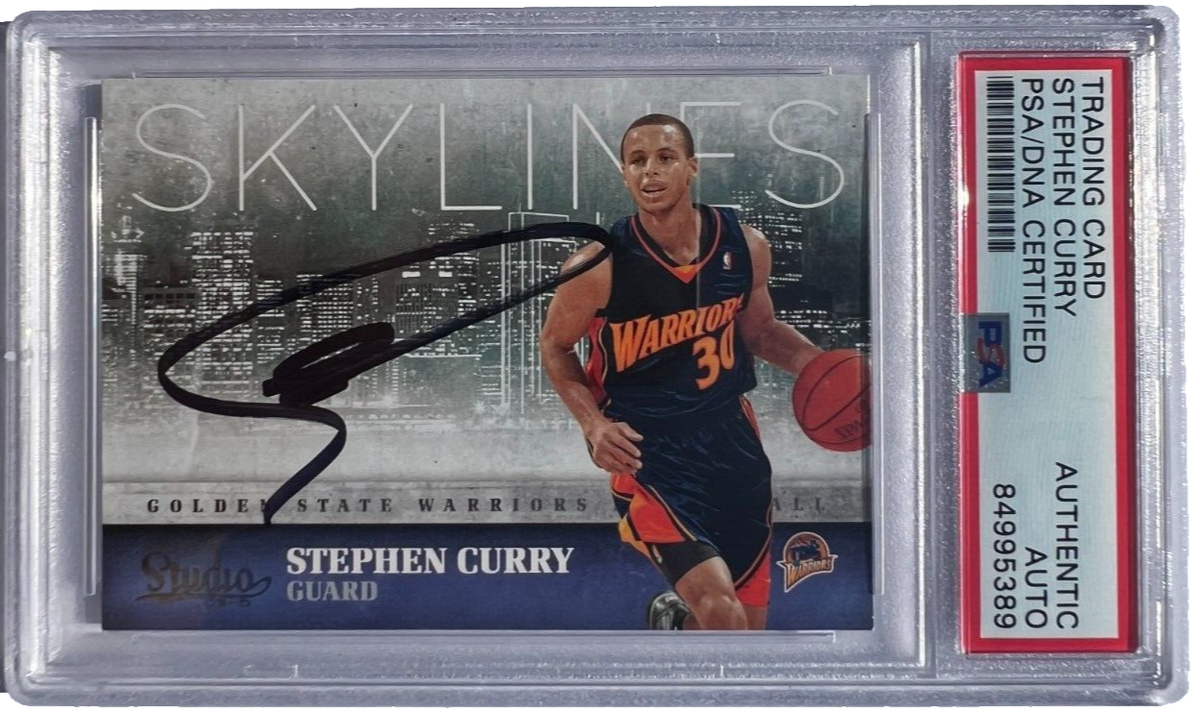 STEPHEN CURRY SIGNED 2009-10 PANINI STUDIO SKYLINES CARD #9 RC