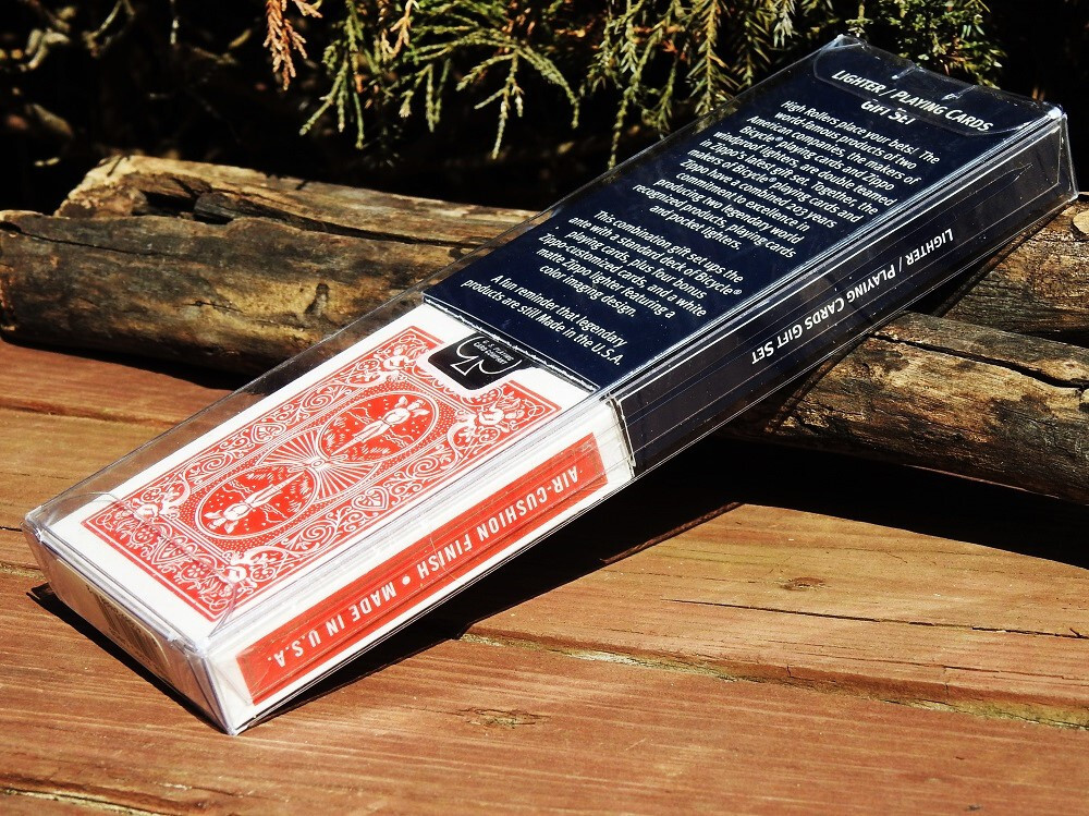 Zippo Lighter & Bicycle Rider Back Playing Cards Gift Set - Rare