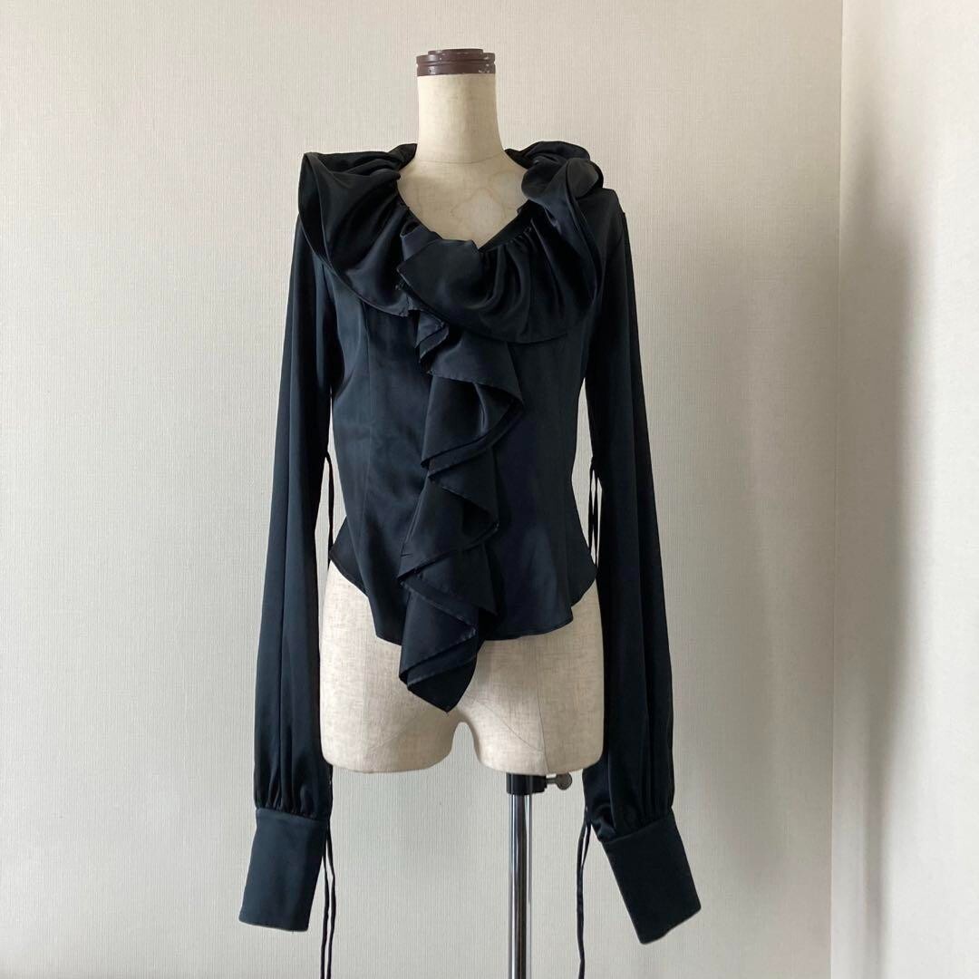 Alice Auaa Ruffled Long Sleeve Shirt with Ribbon Detail From Japan