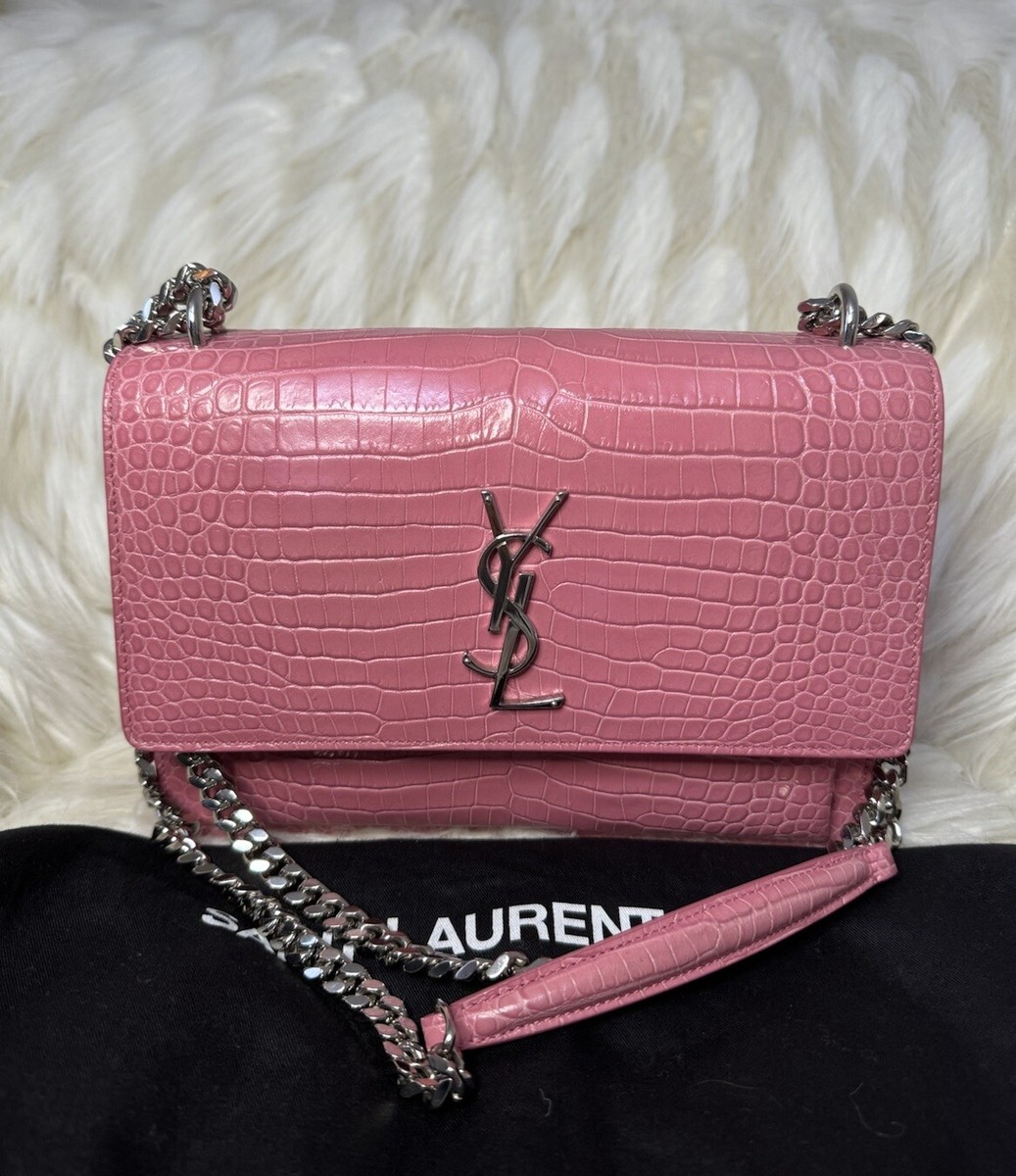 Saint Laurent Sunset Medium Crocodile Style Pink Bag | eBay