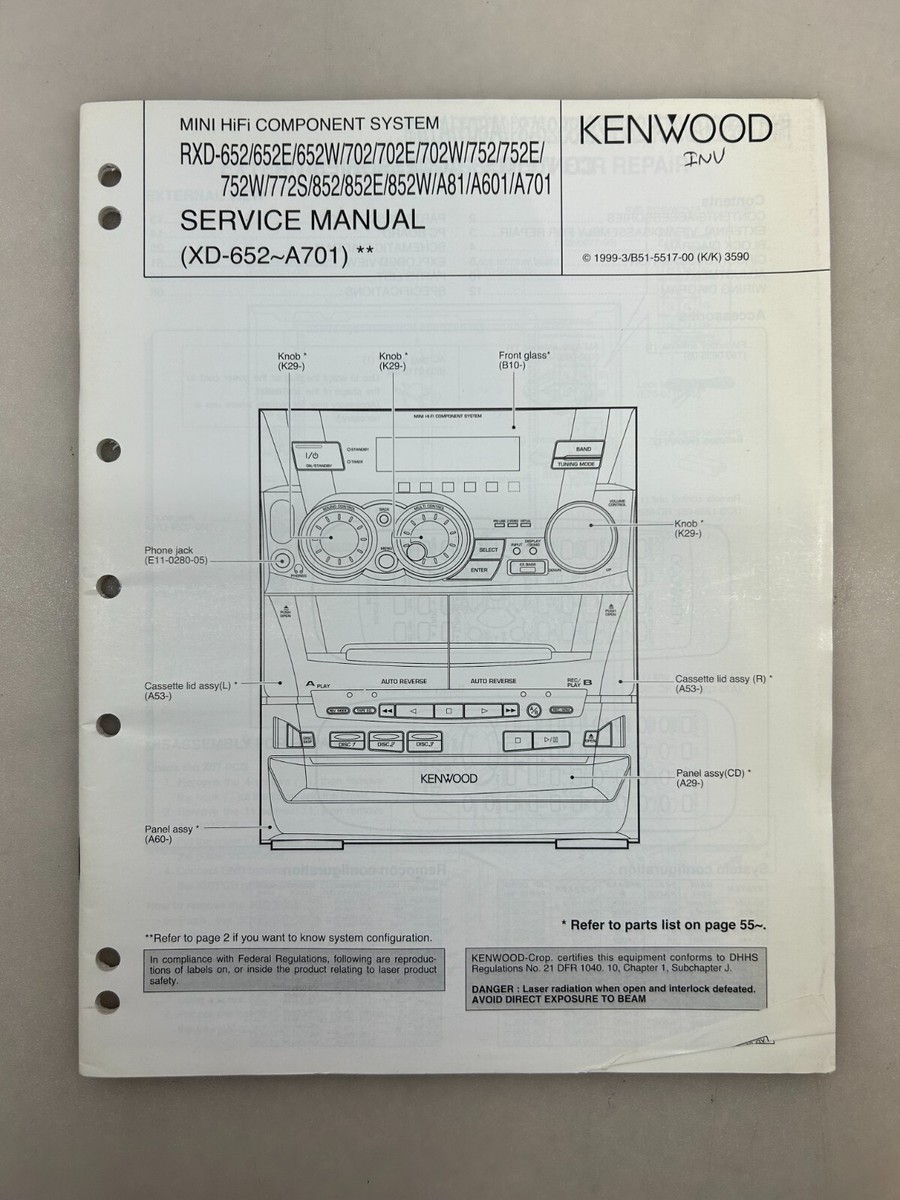 Kenwood RXD-652 702 752 772 852 A81 A601 A701 Service Manual Free