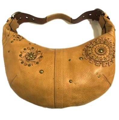 NICE Coach Mia Vintage Studded Camel Tan Leather Lg Hobo Shoulder