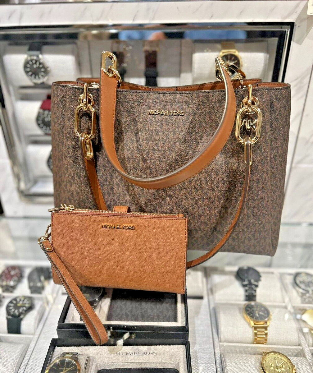 Michael Kors Trisha Large Triple Gusset Shoulder Bag + Double Zip