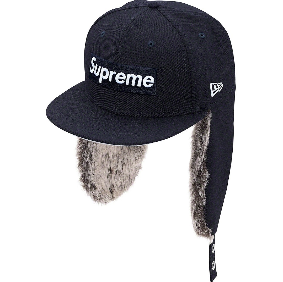 SUPREME x NEW ERA Ear Flap Faux FUR TRAPPER Hat Black FW19 7 3/8