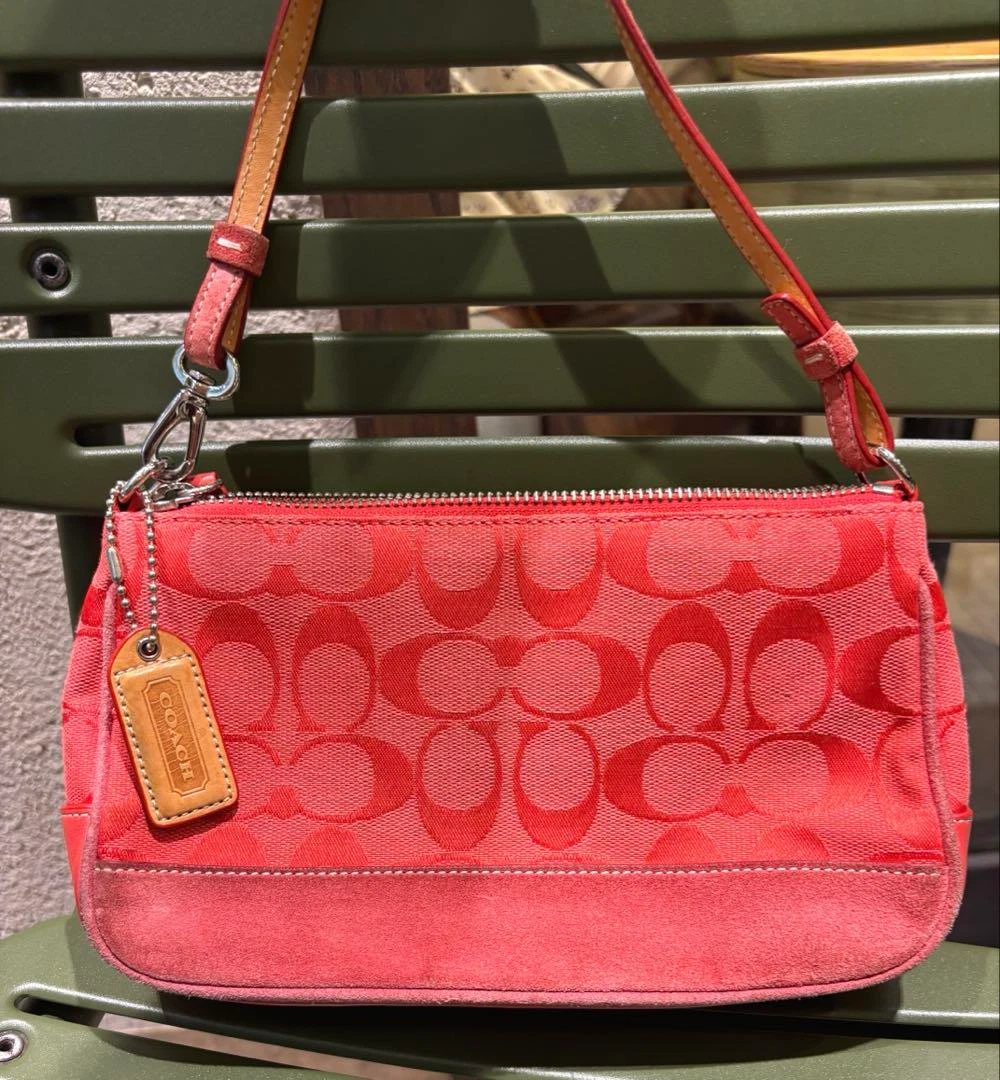 COACH Signature Campus Accessory Pouch 6094 Handbag RED Rare