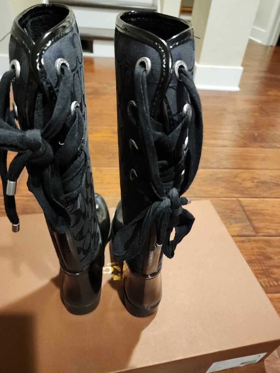 COACH Tall Rain Boots Black Size 7B | eBay