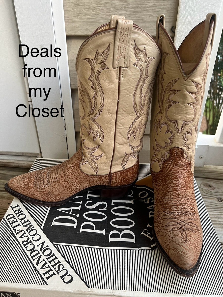 Vintage Dan Post Handcrafted El Paso Sz 9D Tan Exotic Boots Sty