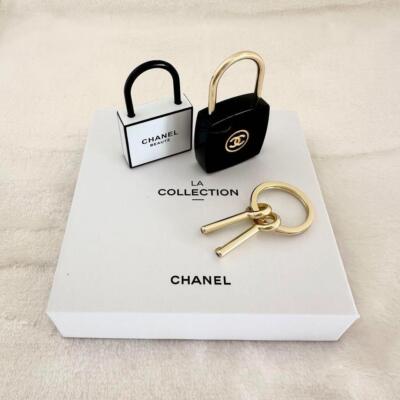 CHANEL La Collection 2024 Padlock Key Holder Black White Box Set